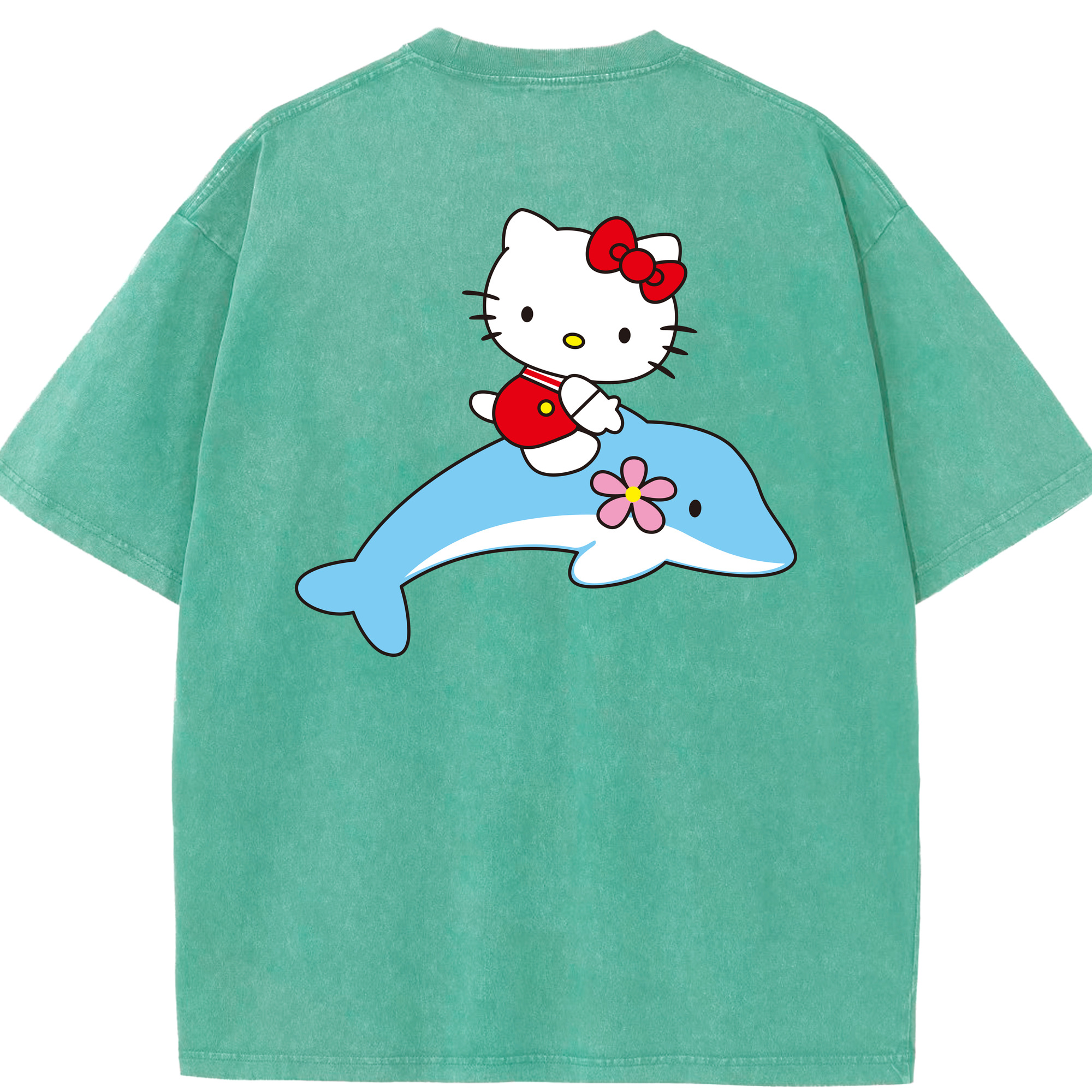 （画像用） Hello Kitty ハローキティ 綿100% ヴィンテージ風 半袖Tシャツ（背面プリント）